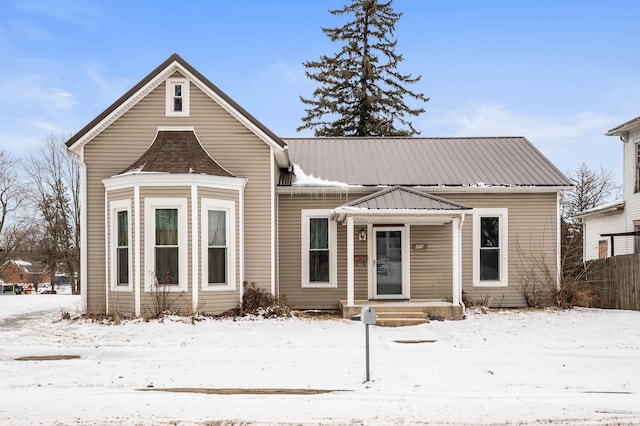 view of front of house featuring metal roof