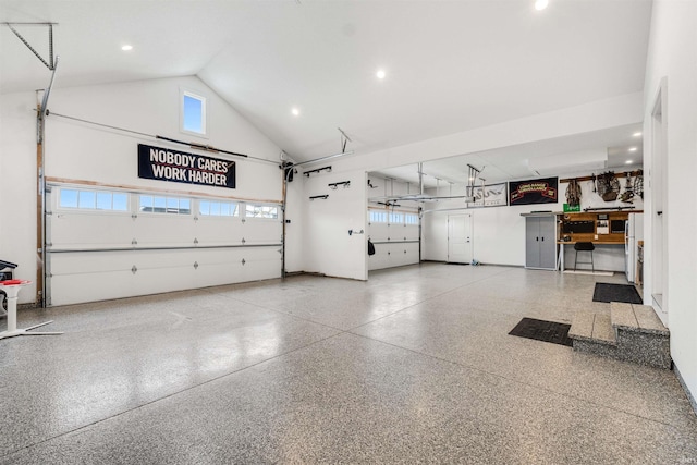 garage featuring recessed lighting