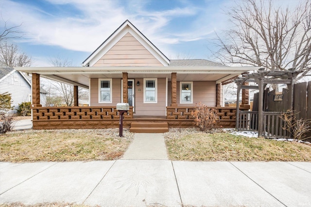 bungalow-style house featuring covered porch