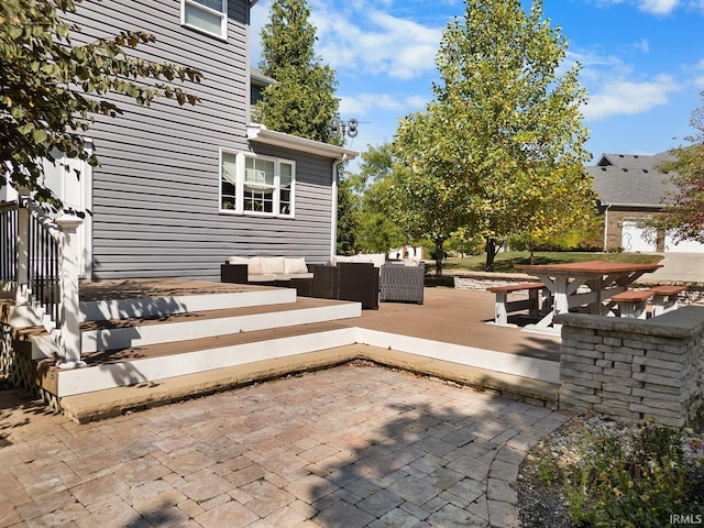 view of patio / terrace featuring a deck and an outdoor living space