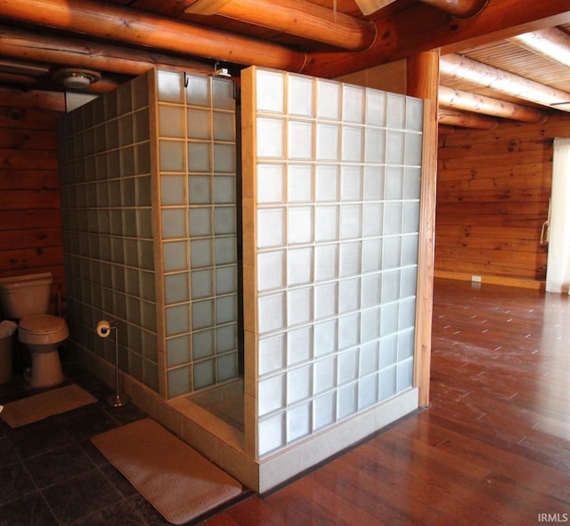 basement with dark wood-style flooring