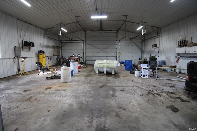 garage featuring metal wall