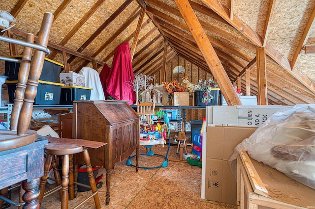 view of unfinished attic