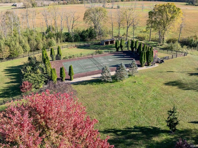 birds eye view of property with a rural view