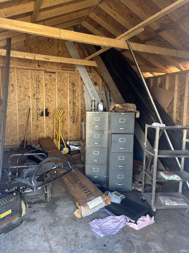 view of unfinished attic