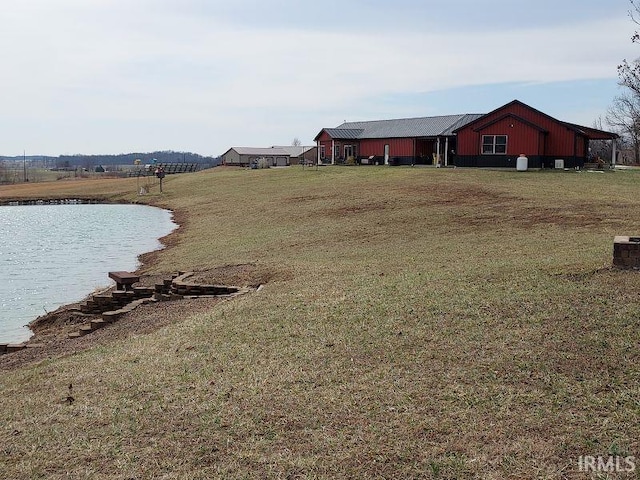 exterior space featuring a water view