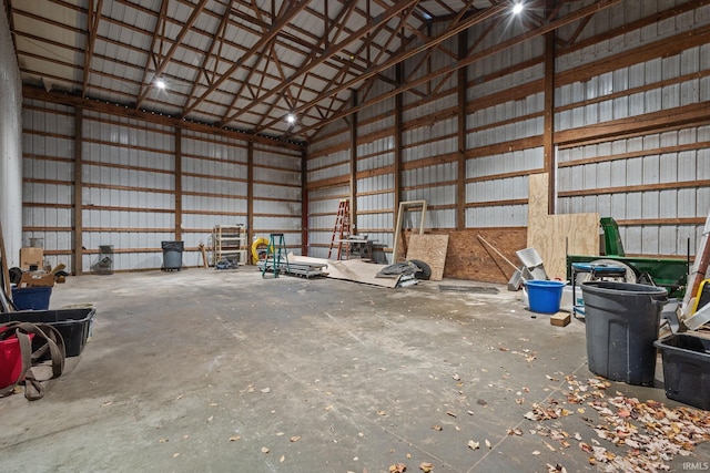 garage with metal wall