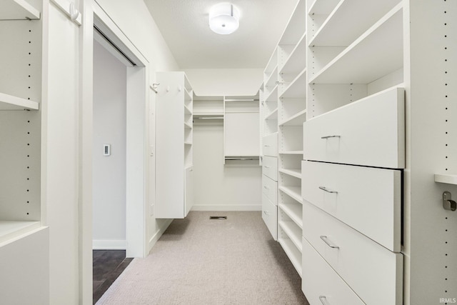 spacious closet with carpet flooring