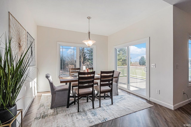 dining room featuring baseboards and wood finished floors