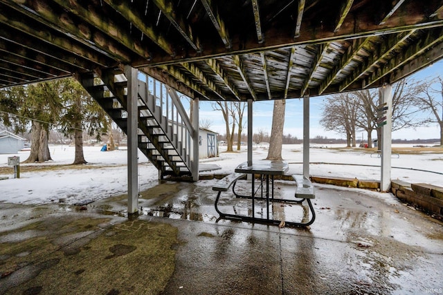 view of patio with stairs