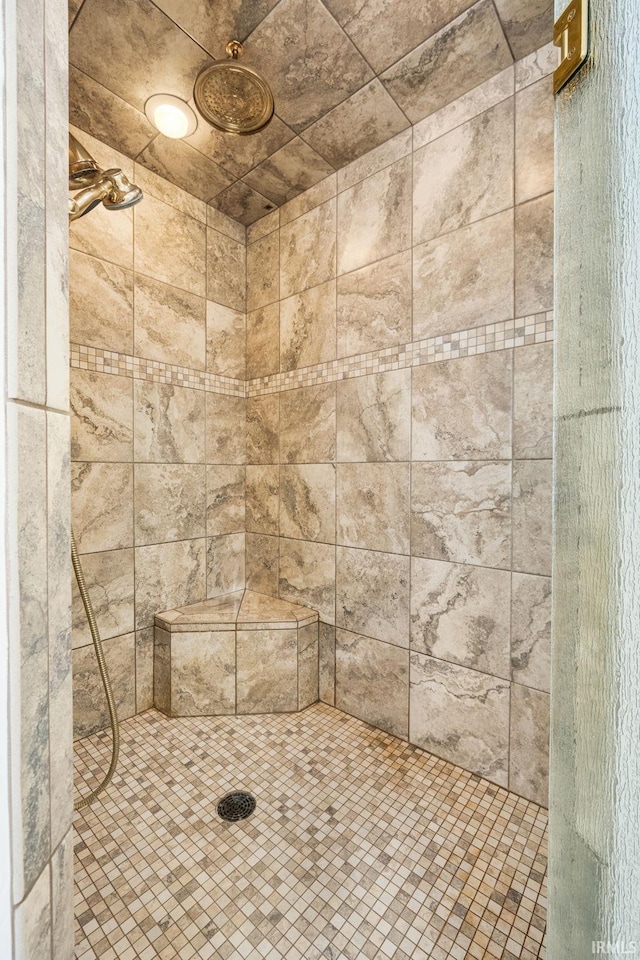 interior space with tiled shower