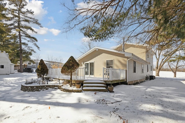 view of front of home with a wooden deck