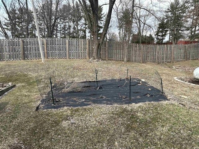 view of yard featuring a fenced backyard