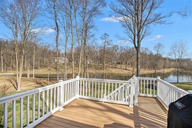 deck with a water view