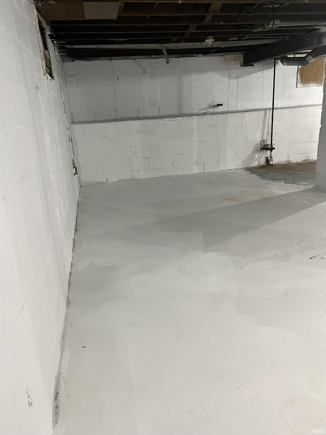 view of unfinished basement