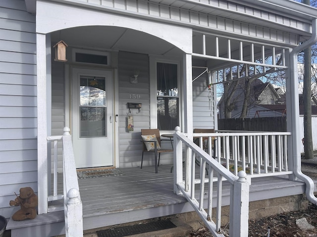 entrance to property with a porch