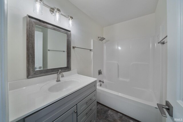 full bathroom with shower / bathing tub combination and vanity