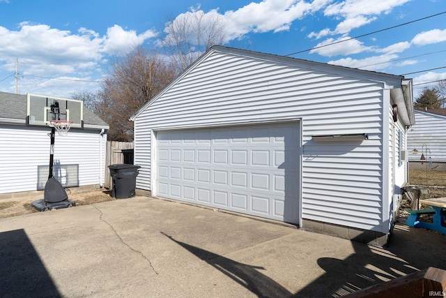 detached garage with fence