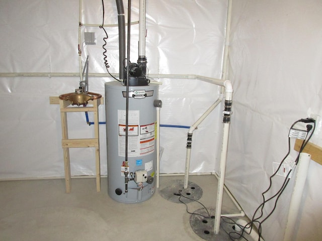 utility room with gas water heater