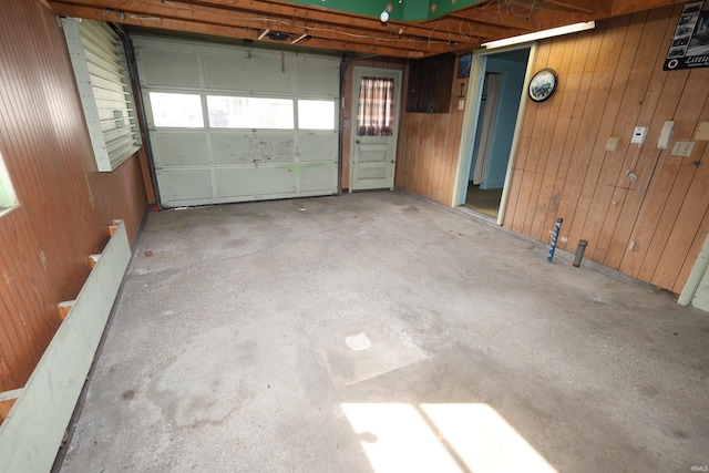 garage with wooden walls