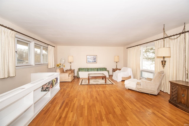 living area with light wood-style flooring