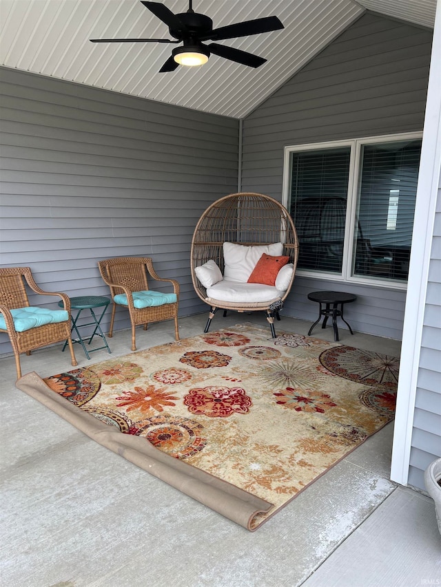 view of patio featuring ceiling fan