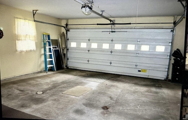 garage with a garage door opener