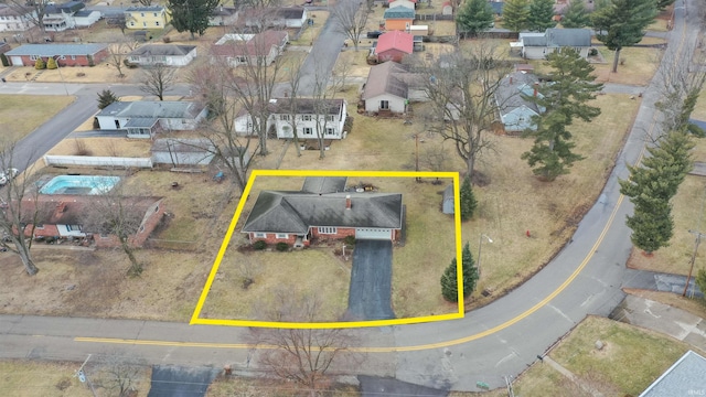 aerial view with a residential view