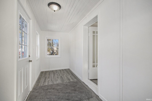 hallway with wood finished floors