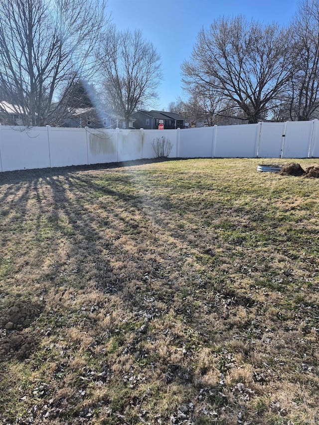 view of yard featuring a fenced backyard