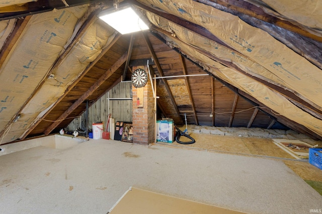 view of unfinished attic