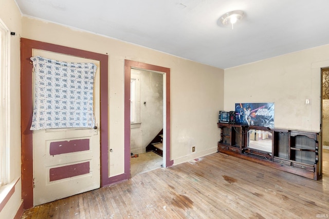 interior space featuring baseboards and hardwood / wood-style floors