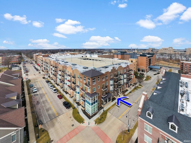 drone / aerial view with a view of city