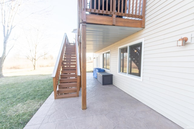 view of patio with stairs