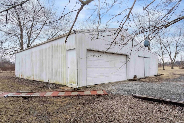 view of detached garage