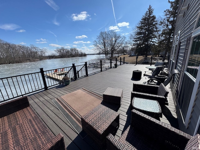 dock area featuring a water view