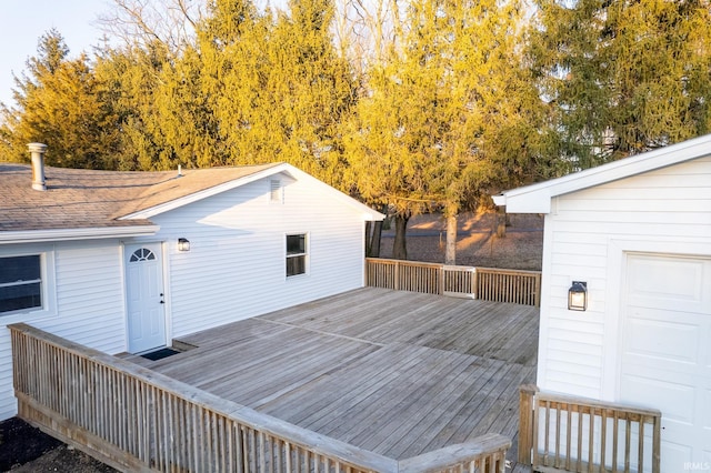 deck with a garage