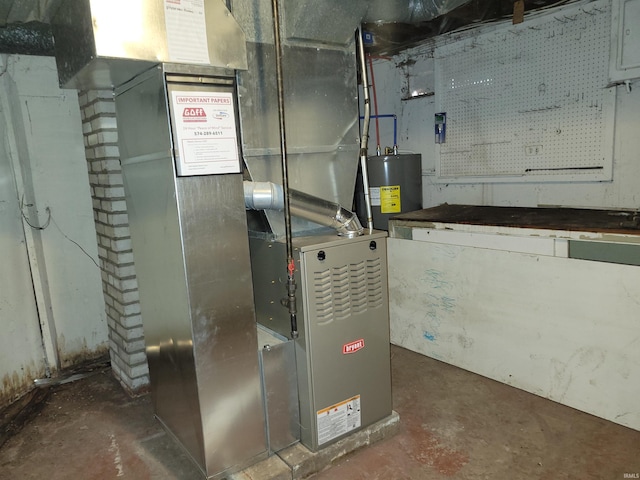 utilities with water heater and heating unit
