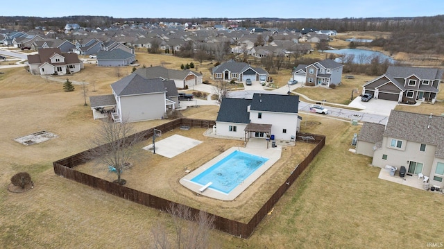 bird's eye view with a residential view