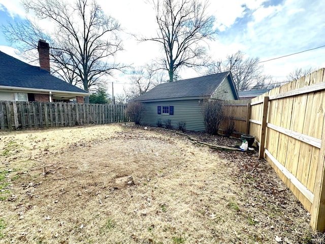 view of yard featuring a fenced backyard