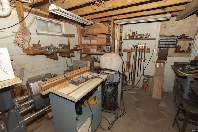 view of unfinished basement