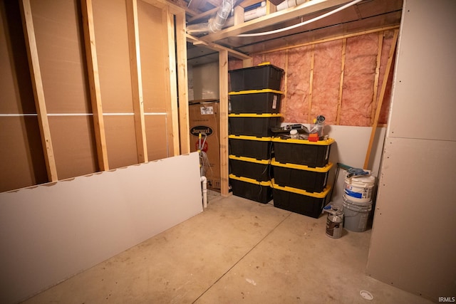 view of unfinished basement