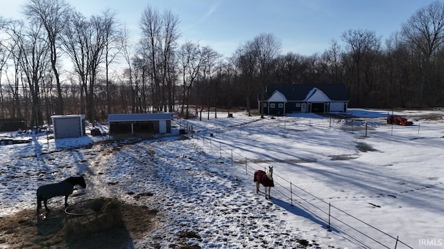 view of yard covered in snow