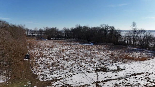 view of yard covered in snow