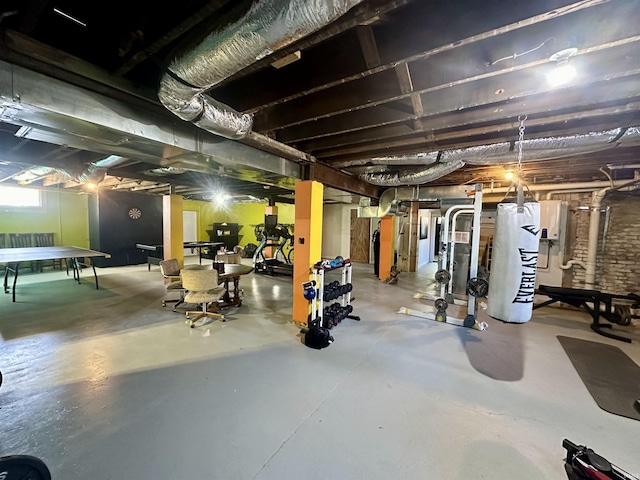 basement featuring water heater