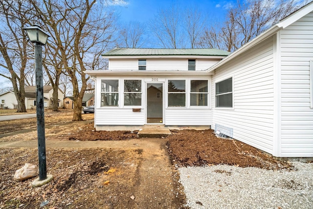 entrance to property with metal roof