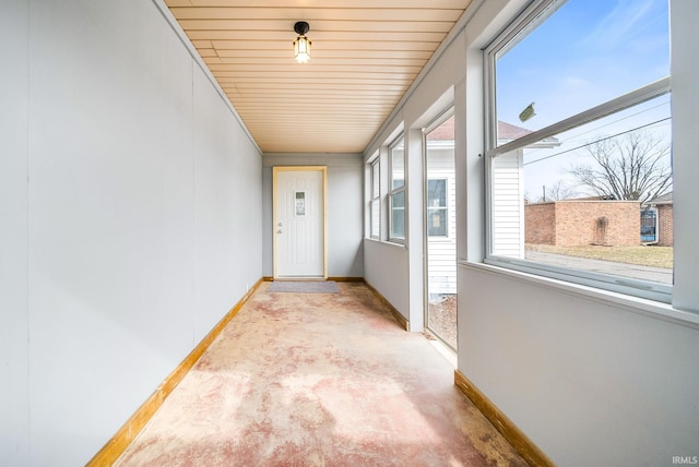 view of unfurnished sunroom