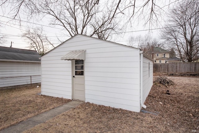 view of outbuilding featuring an outbuilding and a fenced backyard