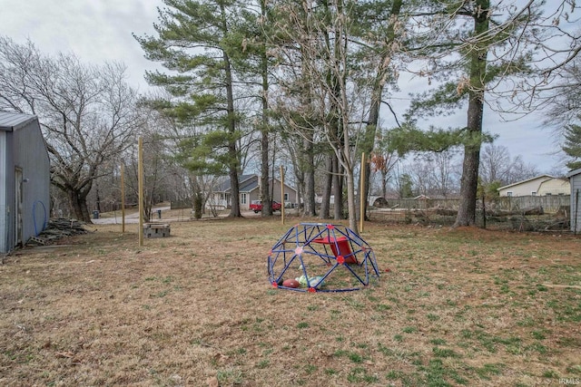 view of yard featuring fence