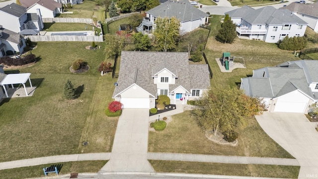 aerial view featuring a residential view